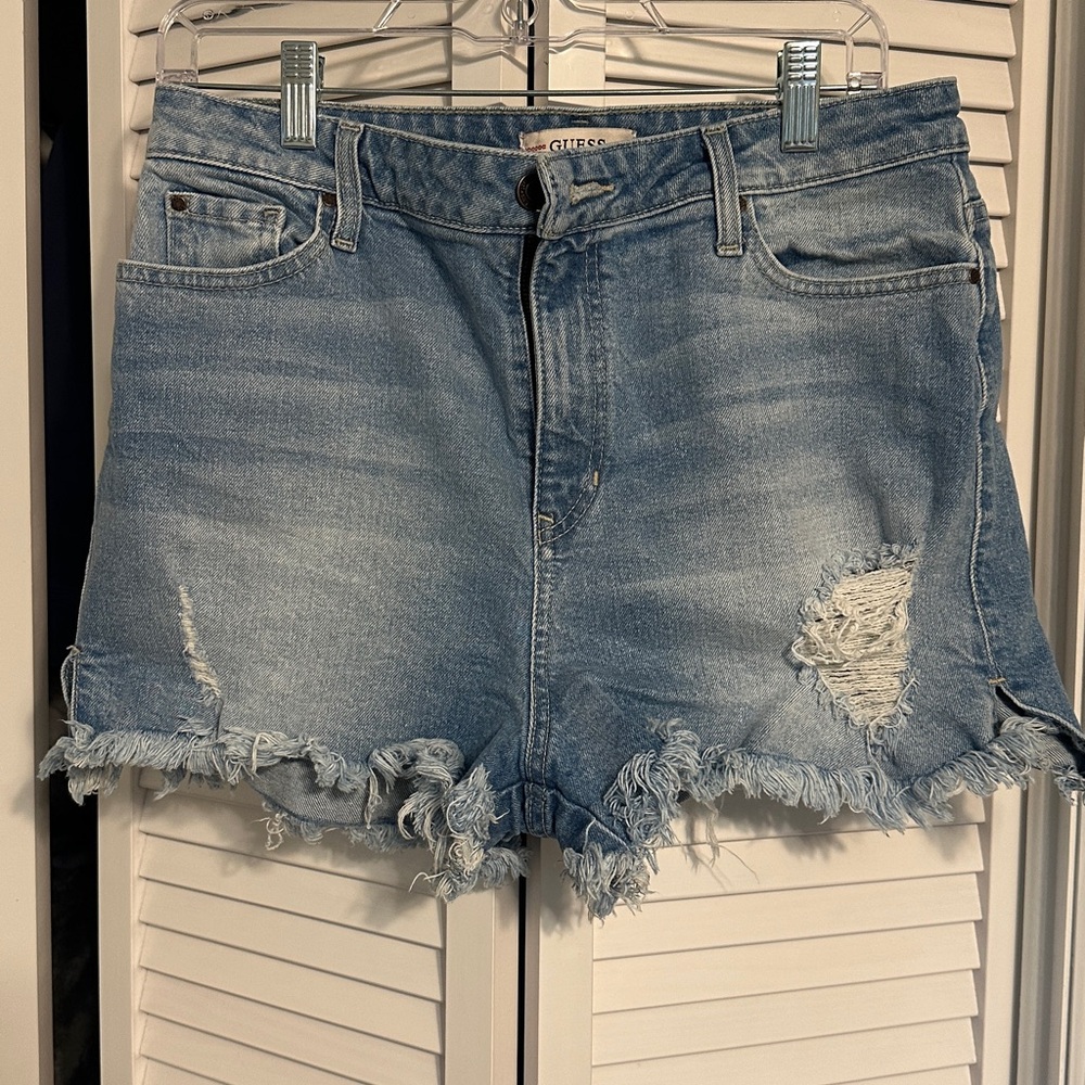 Guess Distressed Light Blue Denim Shorts
